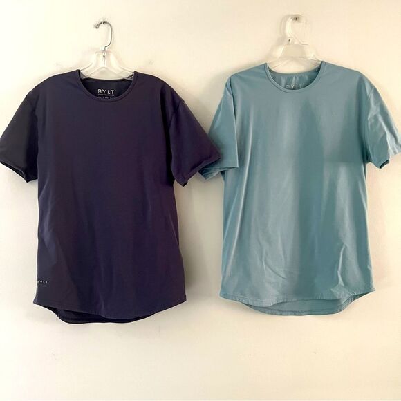 Bylt Tee Shirt Lot of 2 Lux Drop Cut Navy Light Blue Size Large - Picture 1 of 7